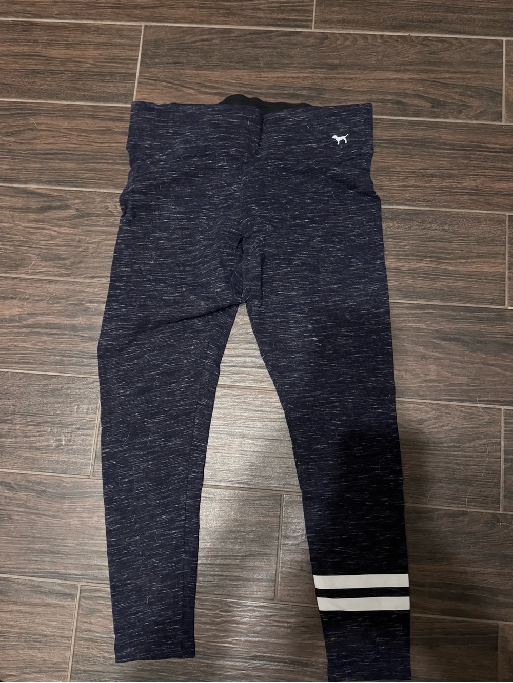 Victoria's Secret PINK Girls Navy Heather Leggings with White Stripes